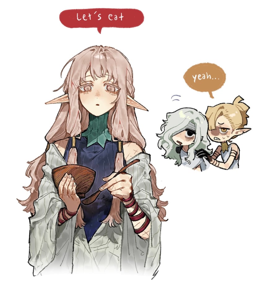 mithrun, milsiril, and helki (dungeon meshi) drawn by nova_1810