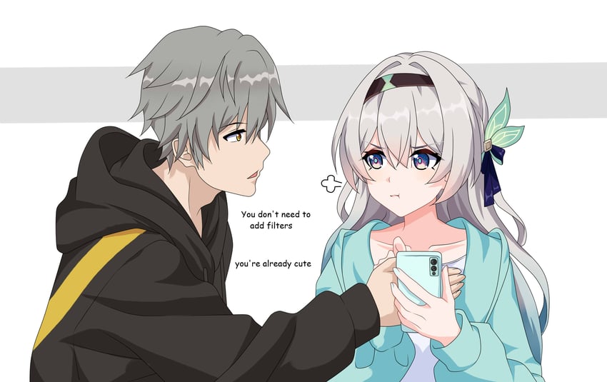 trailblazer, firefly, and caelus (honkai and 1 more) drawn by maxwelzy