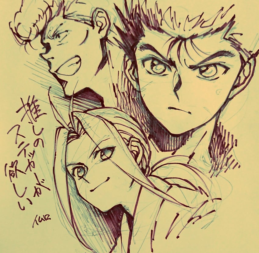 urameshi yusuke, kuwabara kazuma, and shishiwakamaru (yu yu hakusho) drawn by imuro