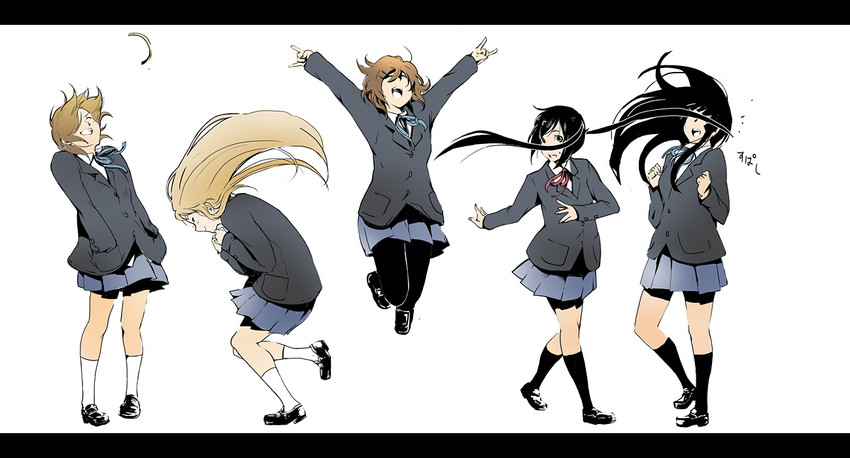 akiyama mio, nakano azusa, hirasawa yui, tainaka ritsu, and kotobuki tsumugi (k-on!) drawn by 71_(nanaichi_drafting)