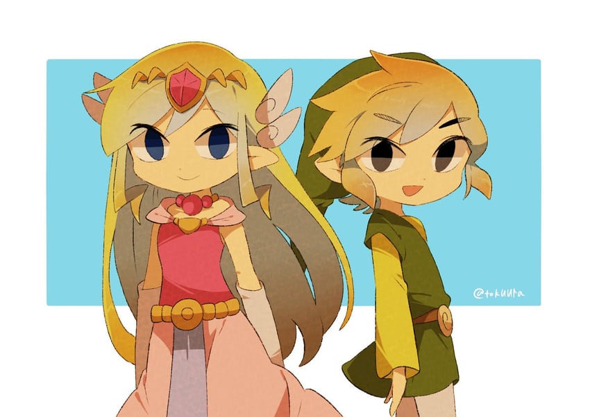 link, princess zelda, toon link, and toon zelda (the legend of zelda and 2 more) drawn by tokuura