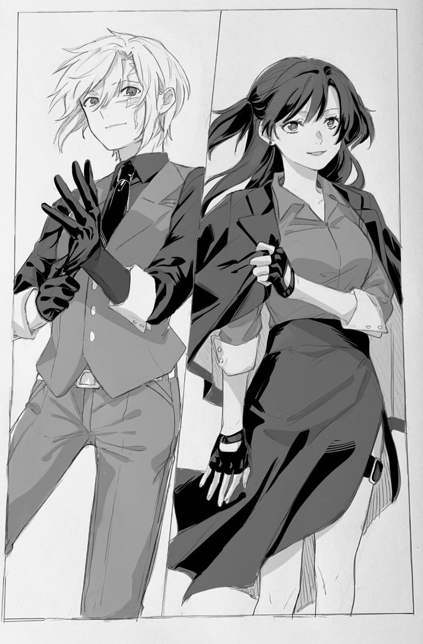 lenalee lee and allen walker (d.gray-man) drawn by richiumu