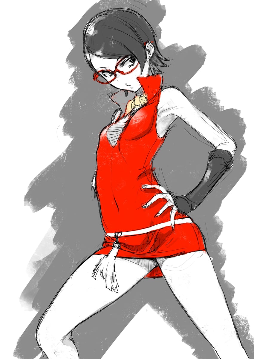 uchiha sarada (naruto and 1 more) drawn by yasuda_suzuhito