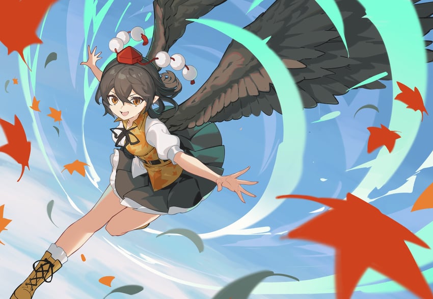 shameimaru aya (touhou and 1 more) drawn by devilkillerx