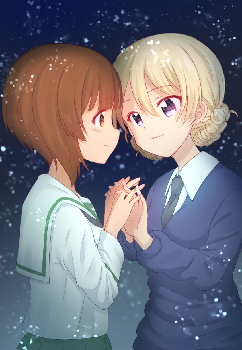 nishizumi miho and darjeeling (girls und panzer) drawn by rurikoke