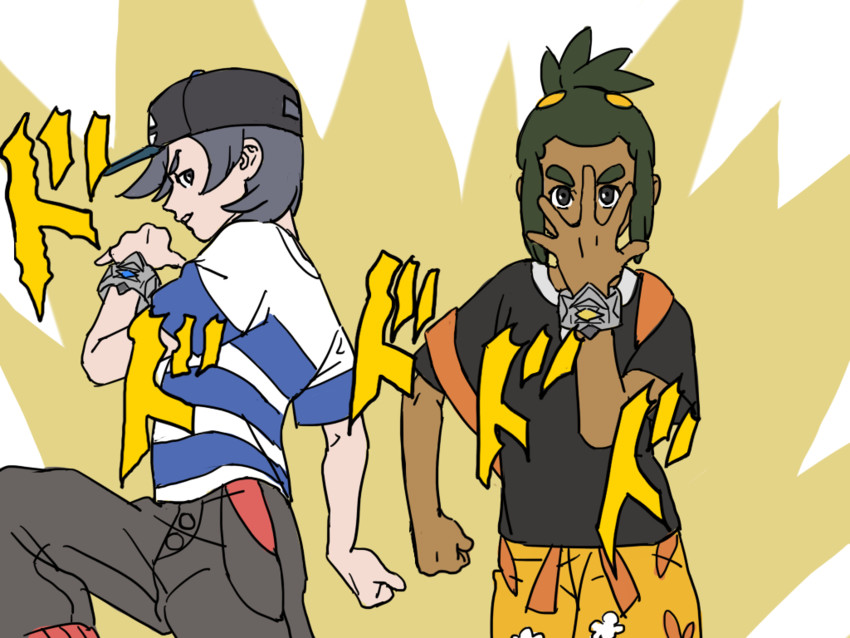 elio and hau (pokemon and 2 more) drawn by gguinep