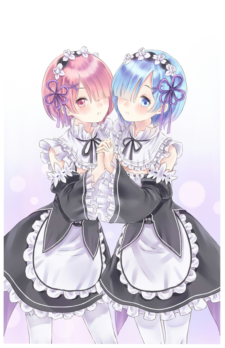 rem and ram (re:zero kara hajimeru isekai seikatsu) drawn by u-mil