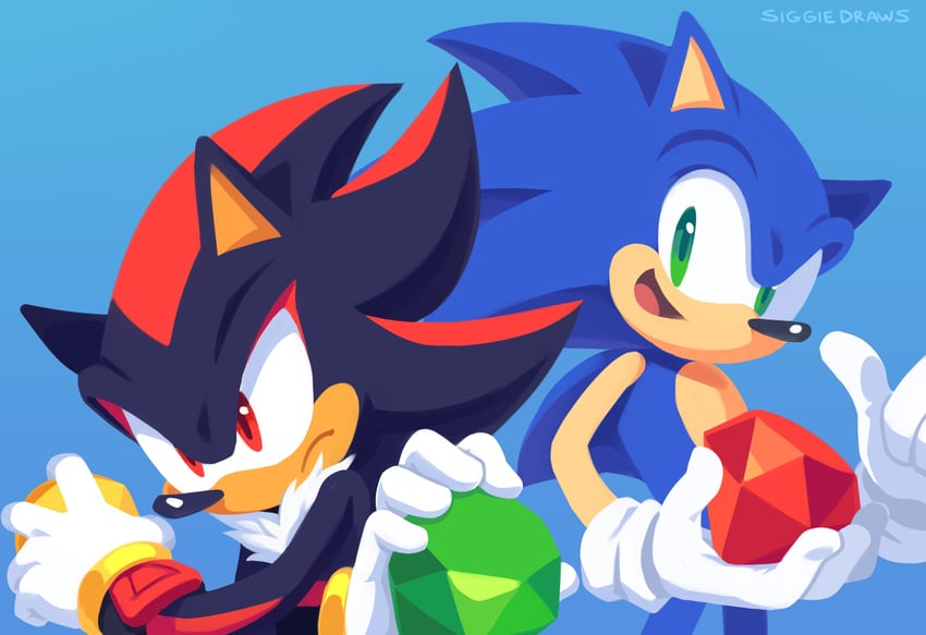 sonic the hedgehog and shadow the hedgehog (sonic) drawn by siggiedraws