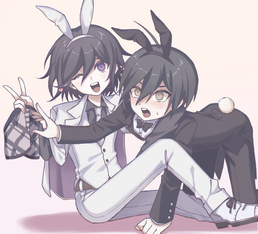 oma kokichi and saihara shuichi (danganronpa and 1 more) drawn by atuiutini_ute
