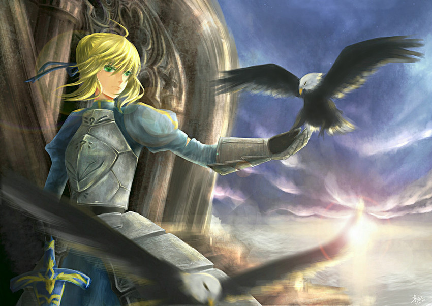 artoria pendragon and saber (fate and 1 more) drawn by zhifeiji