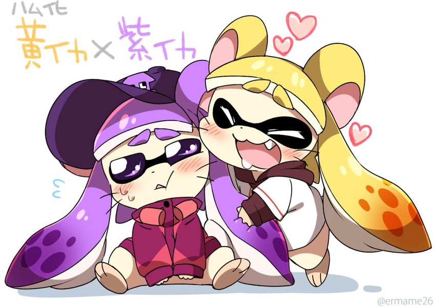 inkling player character and inkling girl (splatoon and 2 more) drawn by eromame