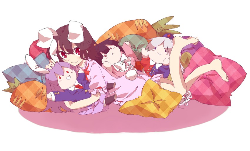 reisen udongein inaba, houraisan kaguya, inaba tewi, and yagokoro eirin (touhou) drawn by henki_(orange)