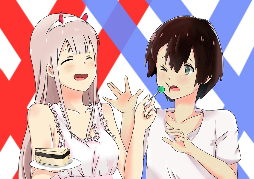 zero two and hiro (darling in the franxx) drawn by drawwwwing