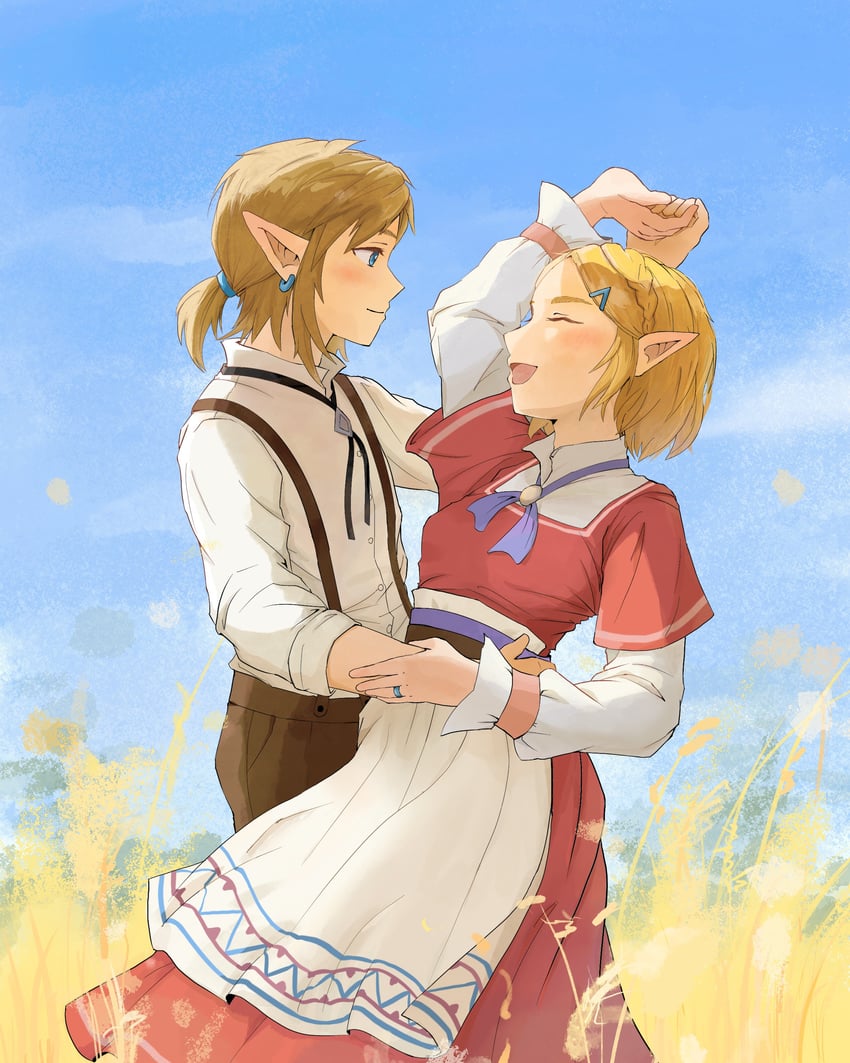 link and princess zelda (the legend of zelda and 1 more) drawn by maway