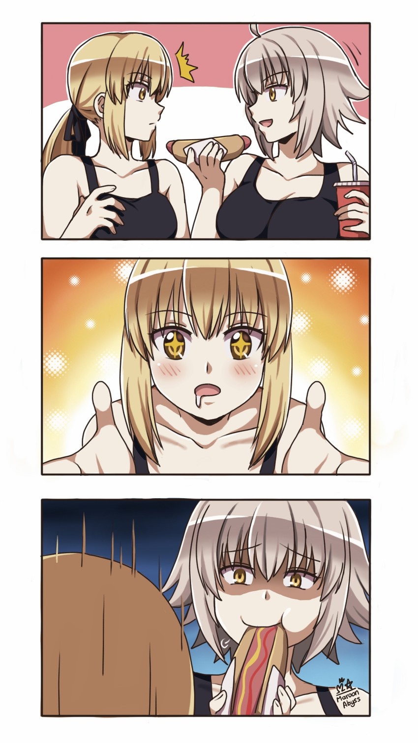 artoria pendragon, jeanne d'arc alter, and saber alter (fate and 1 more) drawn by maroonabyss
