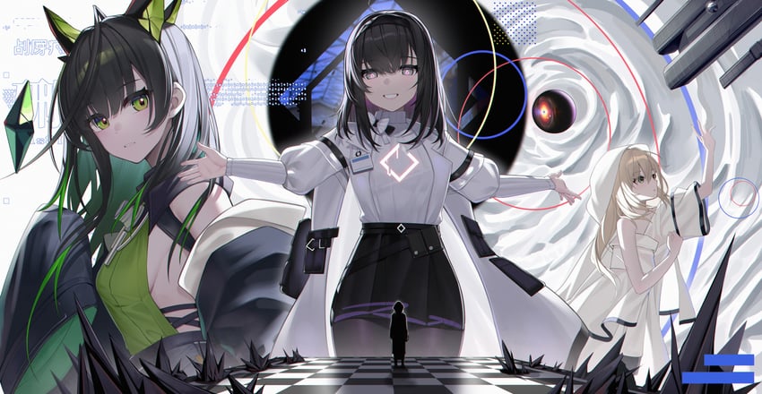 doctor, mon3tr, priestess, and hilda (arknights) drawn by wuren