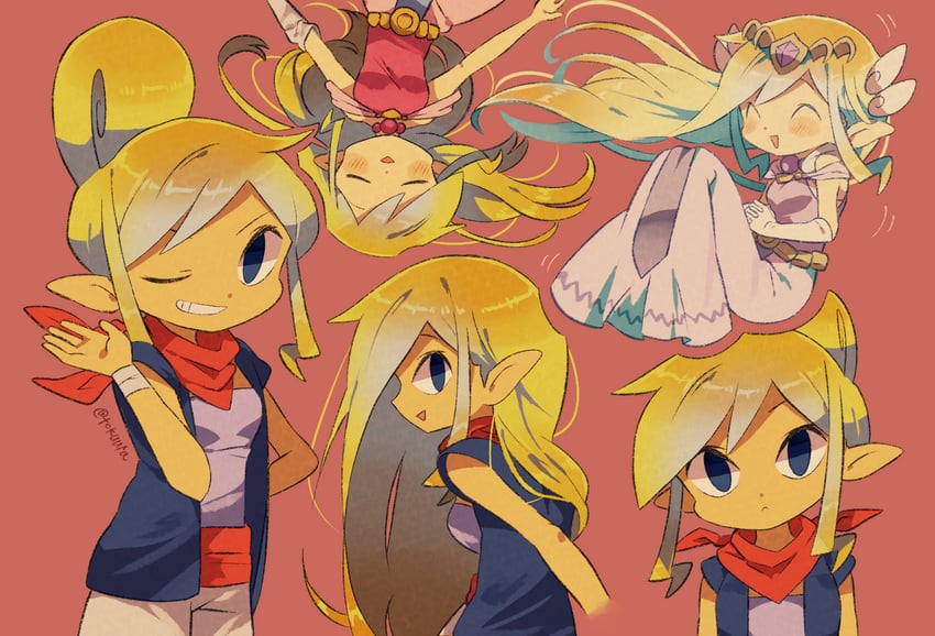 princess zelda, toon zelda, and tetra (the legend of zelda and 1 more) drawn by tokuura