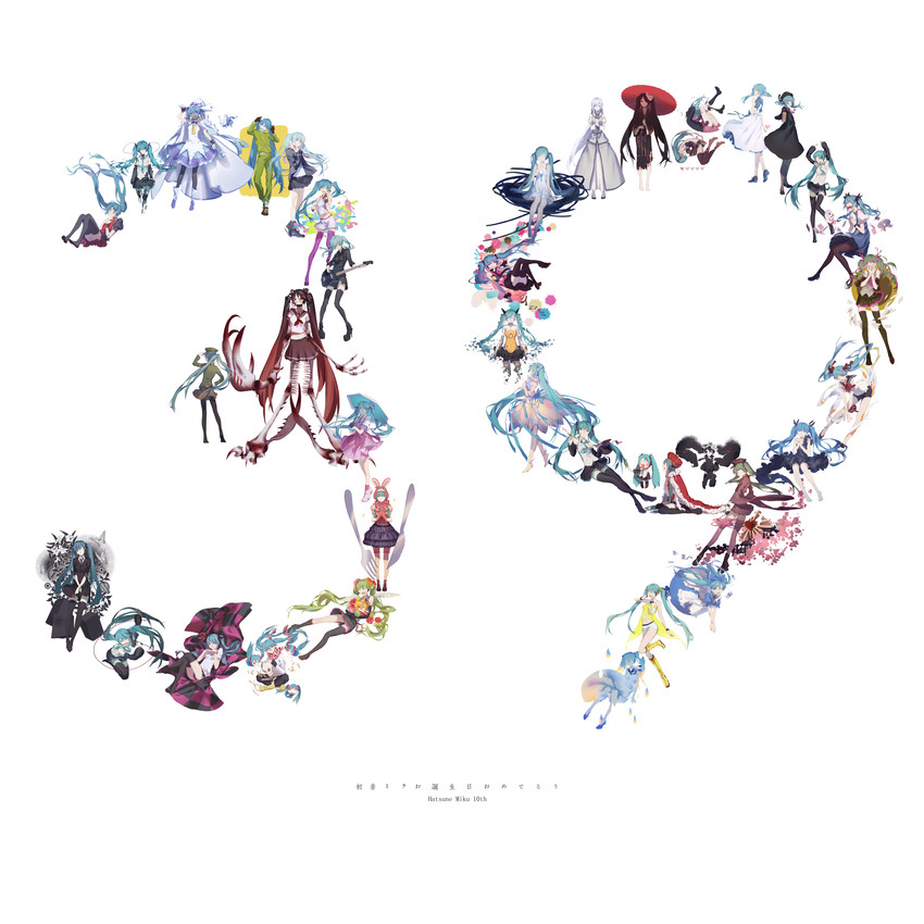 hatsune miku, yuki miku, yowane haku, rabbit yukine, aimaina, and 2 more (original and 42 more) drawn by spencer_sais