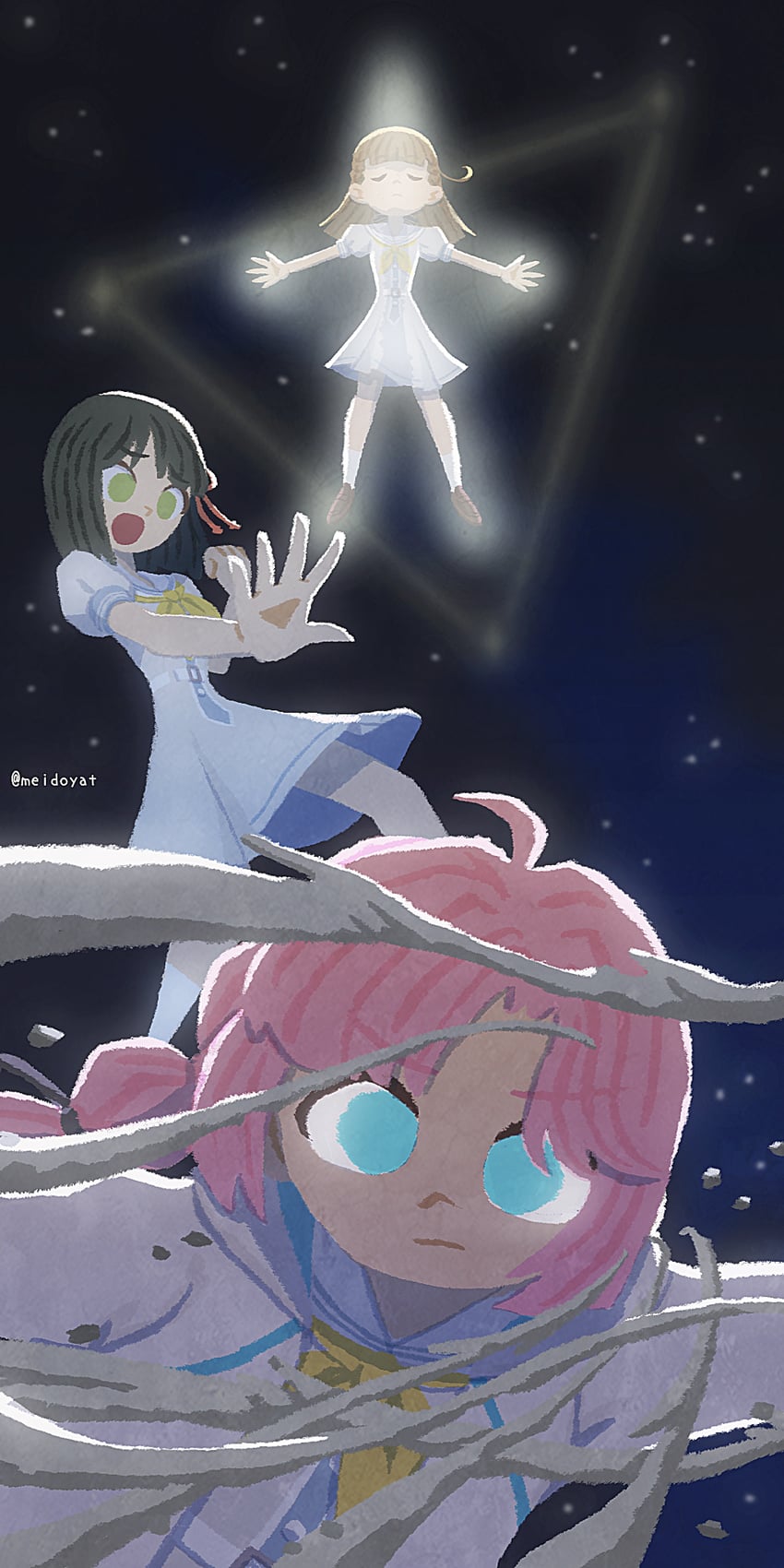 momose ginko, anyoji hime, and kachimachi kosuzu (love live! and 1 more) drawn by meidosan