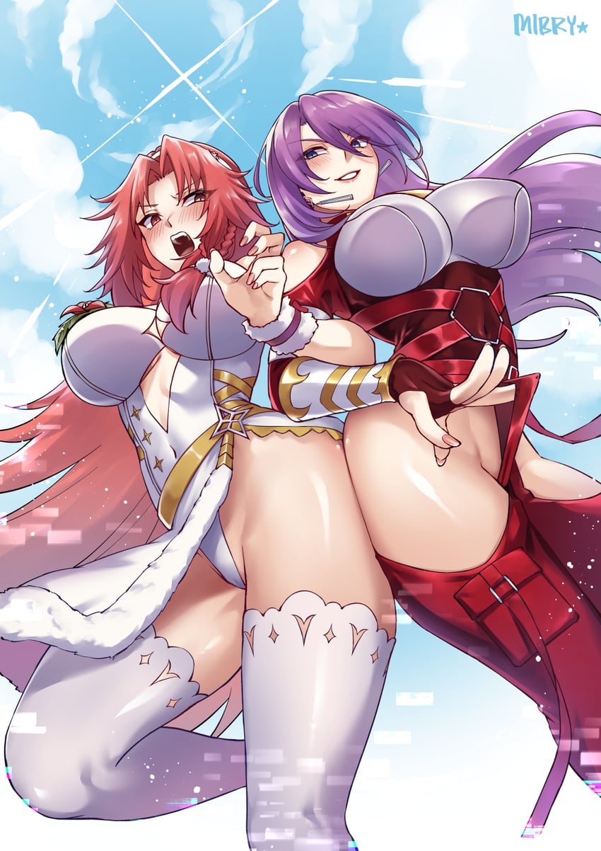 hikasa youko, arthur pencilgon, and iris midgar (kage no jitsuryokusha ni naritakute! and 1 more) drawn by mibry_(phrysm)