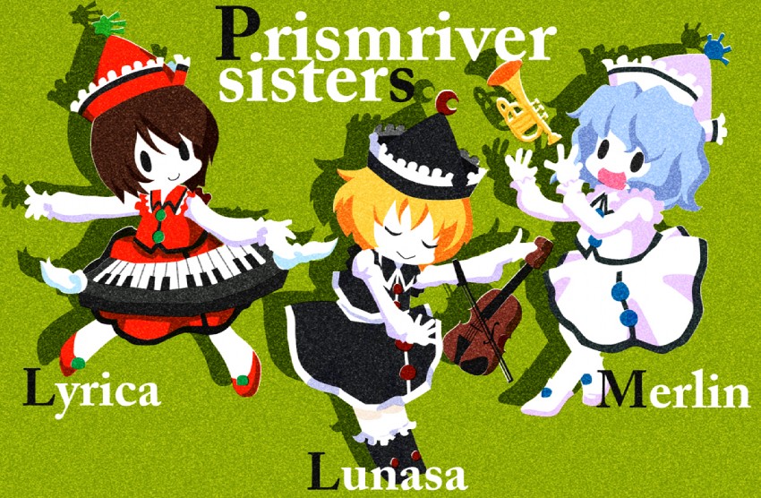 lunasa prismriver, lyrica prismriver, and merlin prismriver (touhou) drawn by karaagetarou