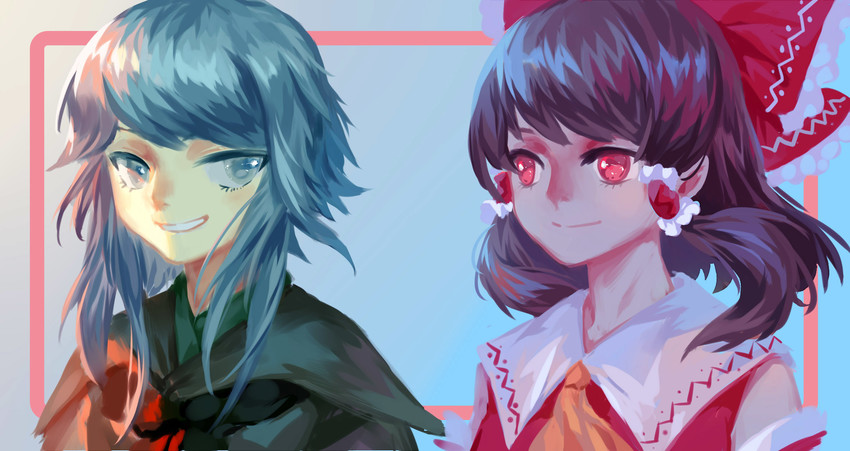 hakurei reimu and houlen yabusame (touhou and 1 more) drawn by wei_li