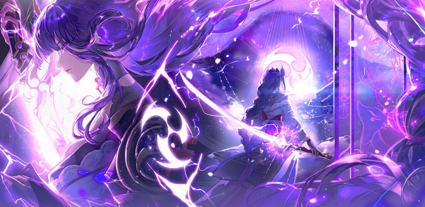 raiden shogun (genshin impact) drawn by kong_tiao_bo_zi
