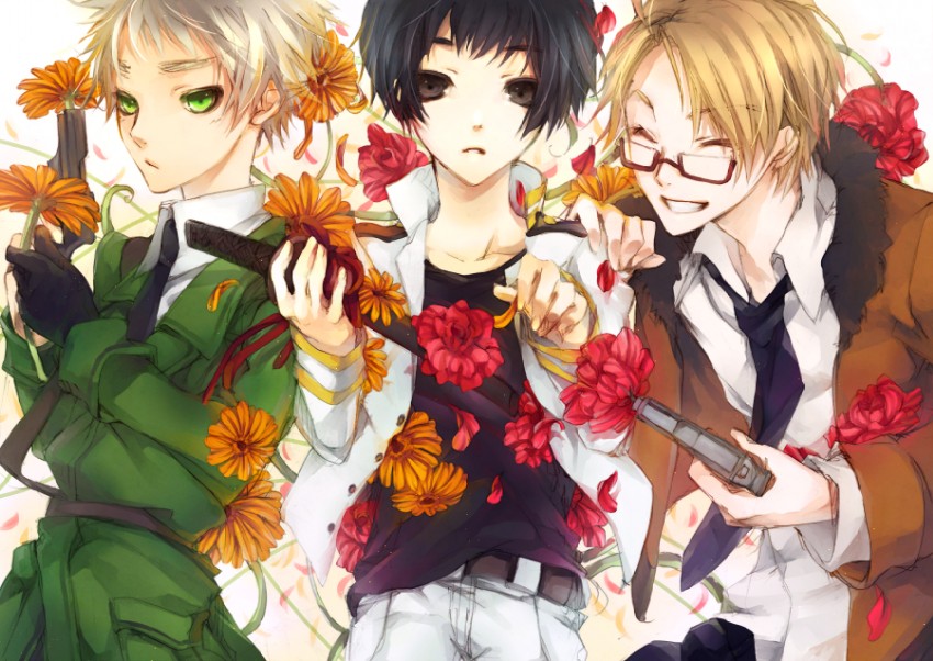 america, united kingdom, and japan (axis powers hetalia) drawn by matsunaka_hiro