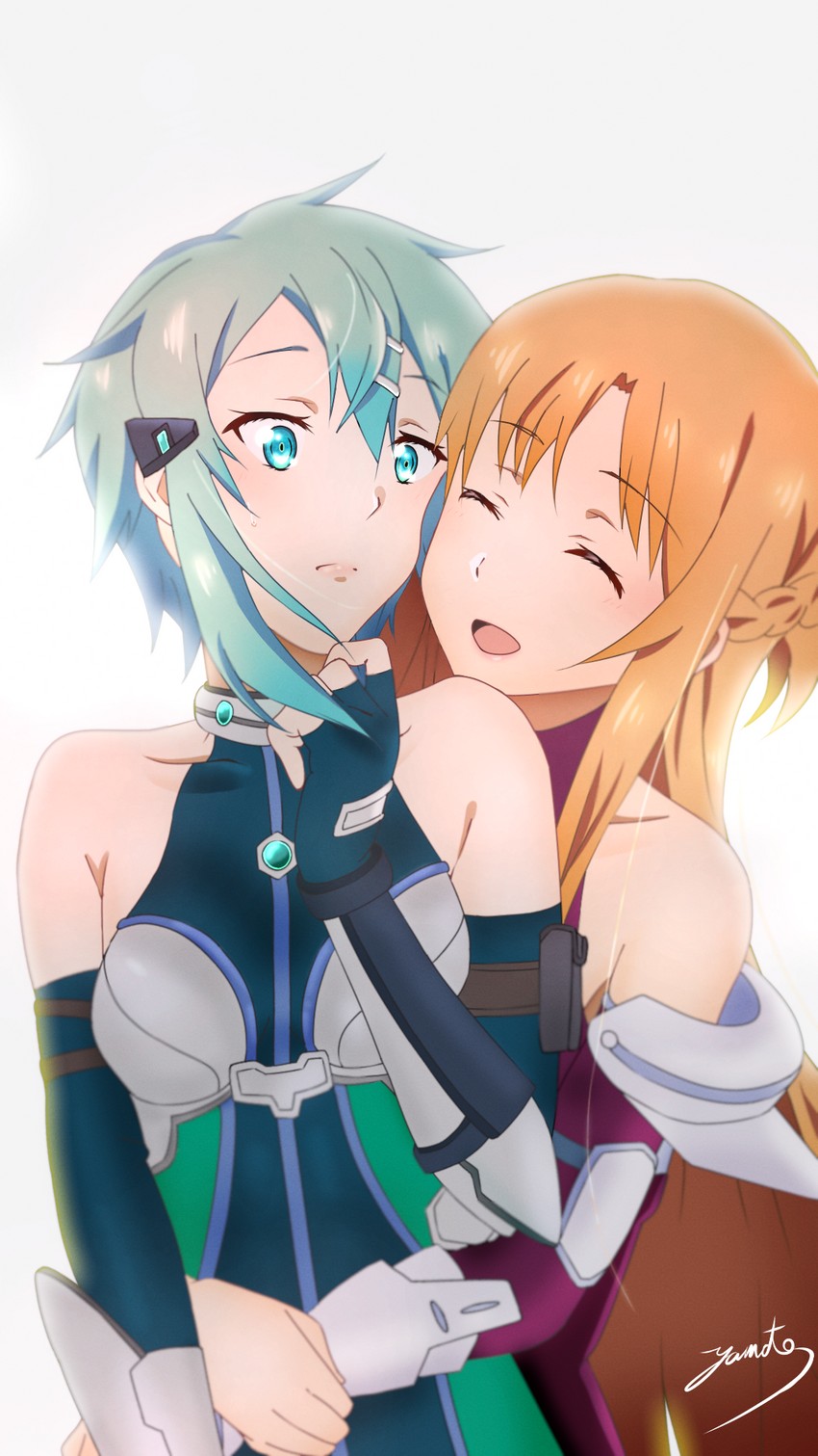 asuna and sinon (sword art online) drawn by yaato_(yamato99725444)