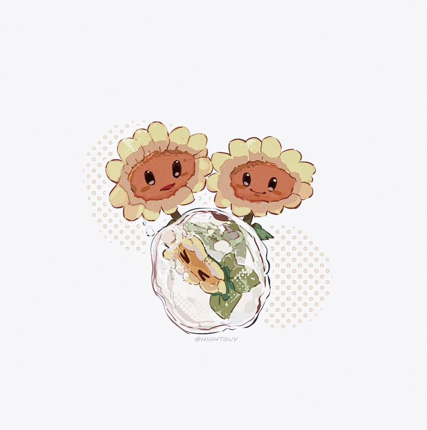 sunflower and twin sunflower (plants vs. zombies) drawn by hightguy