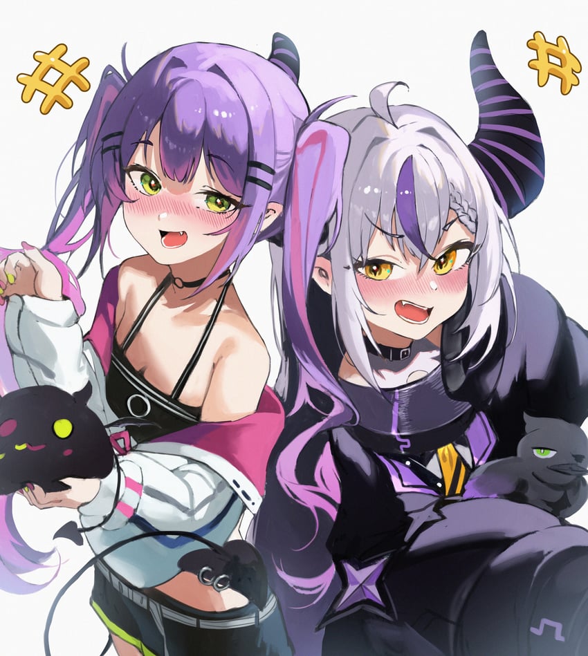 tokoyami towa, la+ darknesss, and bibi (hololive) drawn by mamo_(user_jjca7524)