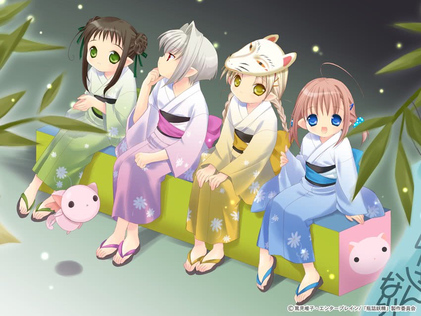 kururu, sarara, hororo, chiriri, and oboro (binzume yousei) drawn by tokumi_yuiko
