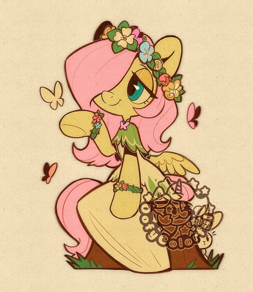 fluttershy (my little pony and 1 more) drawn by oofycolorful