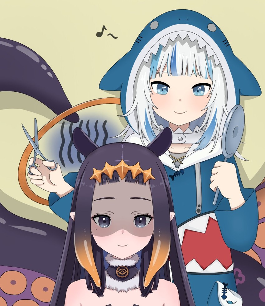 gawr gura and ninomae ina'nis (hololive and 1 more) drawn by cottn_ghost