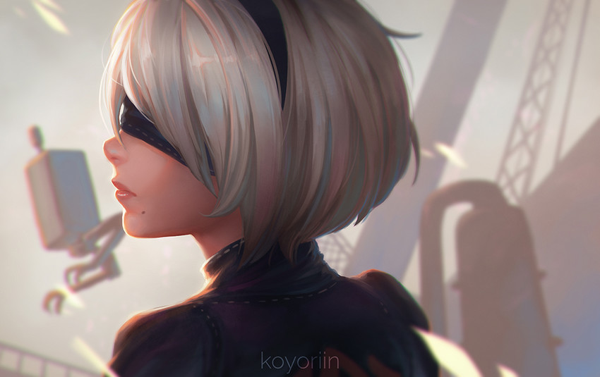 2b and pod (nier and 1 more) drawn by koyorin
