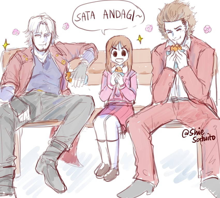 dante, kasuga ayumu, and kasuga ichiban (devil may cry and 3 more) drawn by shiesatuito
