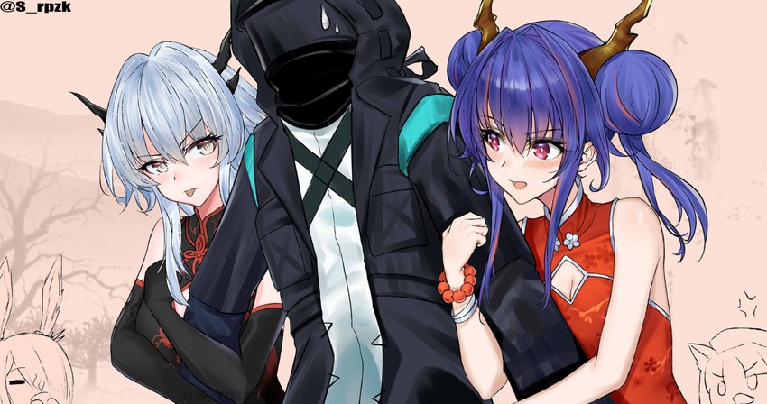 doctor, swire, frostnova, talulah, and ch'en (arknights) drawn by srpzk
