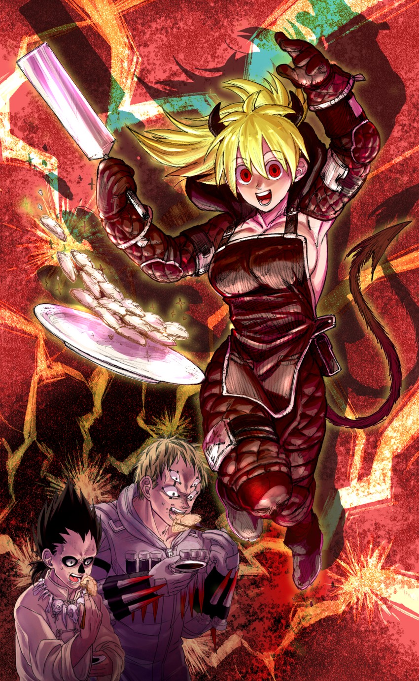 nikaidou, risu, curse, and kawajiri (dorohedoro) drawn by mossan_(pfar4853)