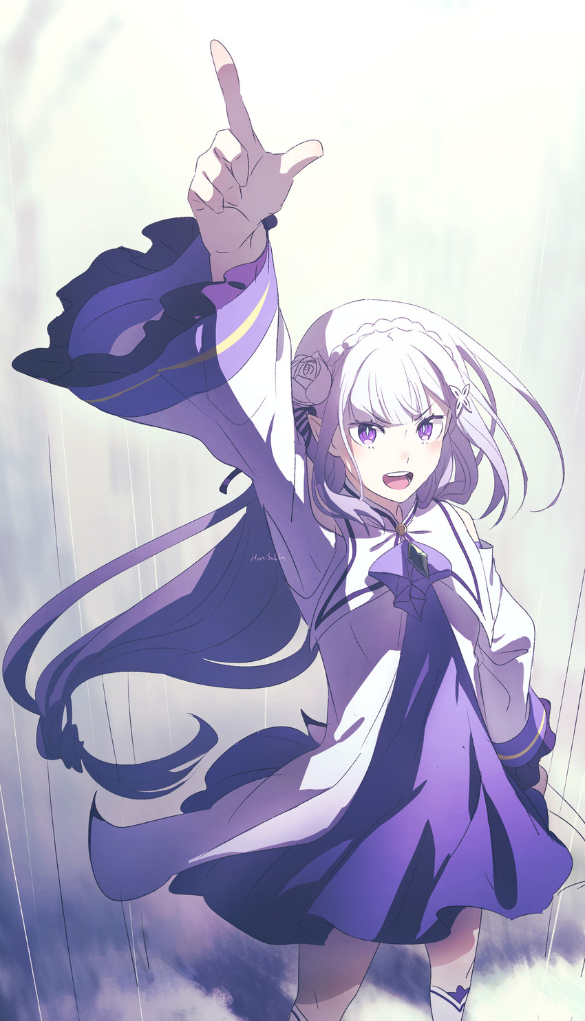emilia (re:zero kara hajimeru isekai seikatsu) drawn by harusabin