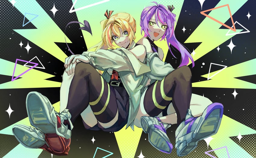 tokoyami towa and momosuzu nene (hololive and 1 more) drawn by legzy