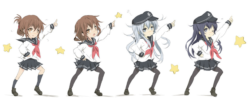 hibiki, inazuma, ikazuchi, and akatsuki (kantai collection and 1 more) drawn by core_(mayomayo)