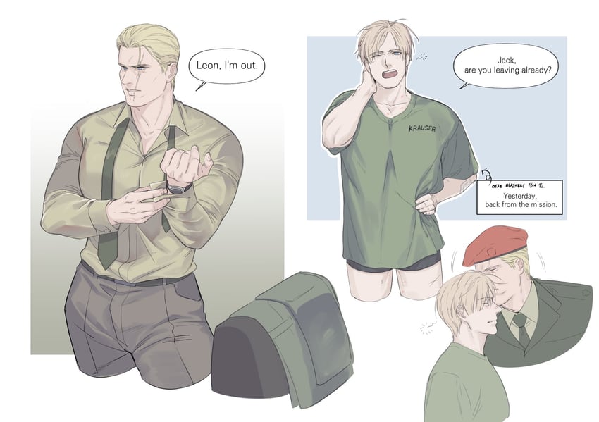 leon s. kennedy and jack krauser (resident evil and 1 more) drawn by ya2der2
