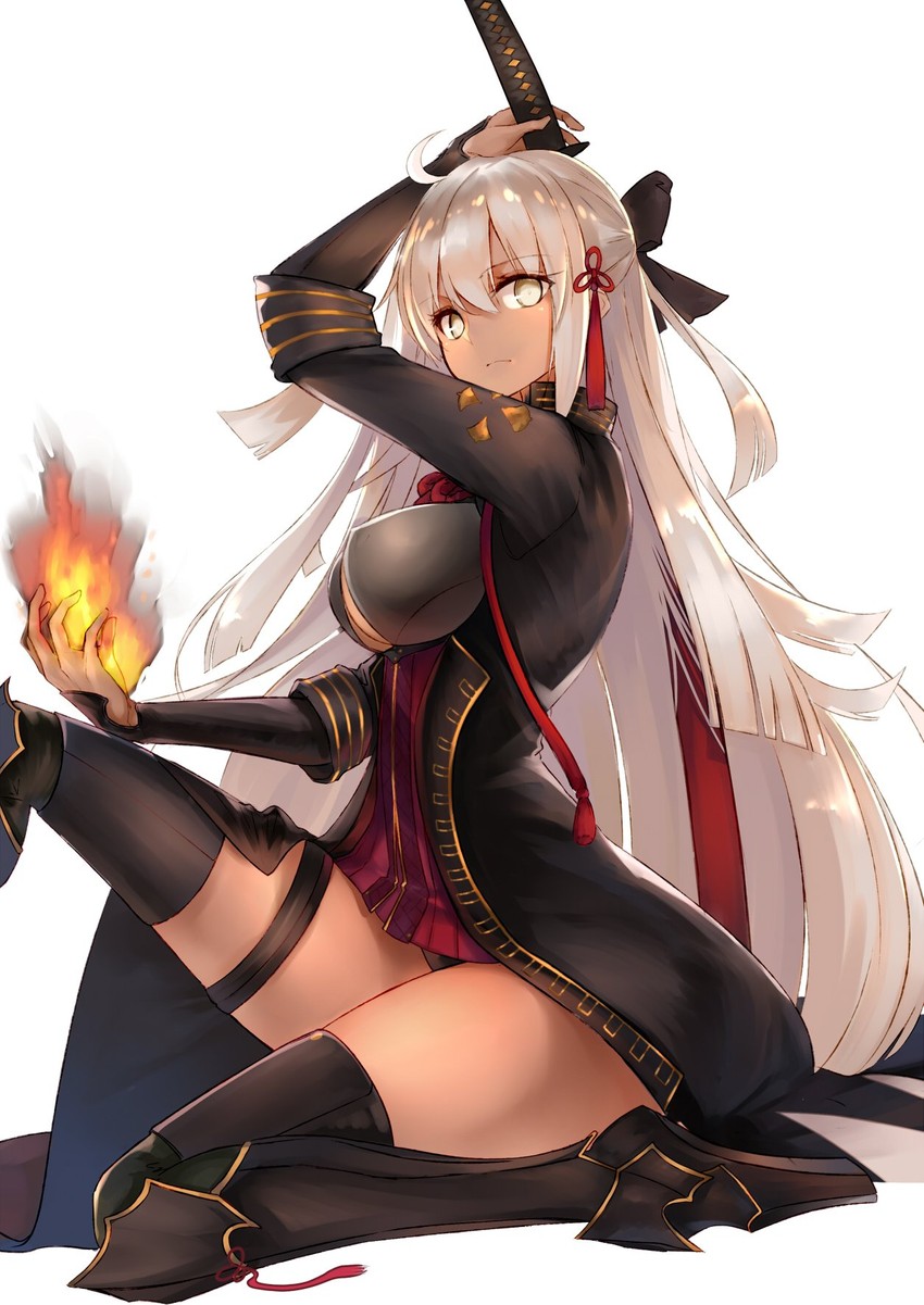 okita souji and okita souji alter (fate and 1 more) drawn by jazztaki