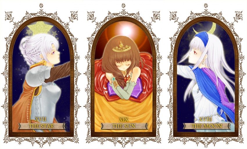sierra mikain, chris lightfellow, and lymsleia falenas (gensou suikoden and 3 more) drawn by yunako_(artist)