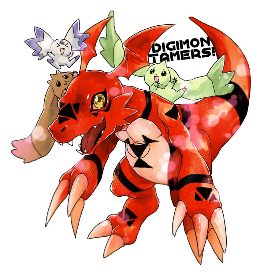 terriermon, guilmon, lopmon, and culumon (digimon and 1 more) drawn by ookutsuwa_waga