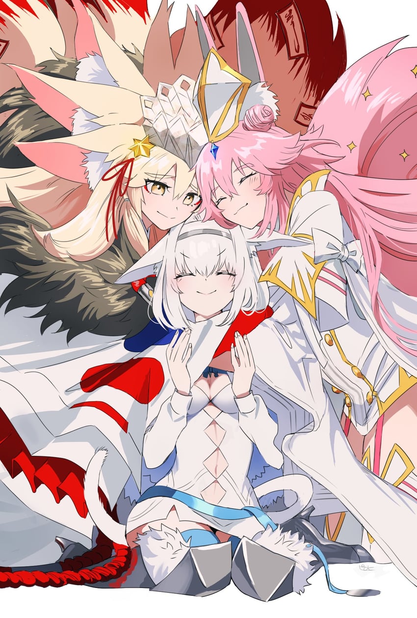 tamamo, dobrynya nikitich, and koyanskaya (fate and 1 more) drawn by pirohi_(pirohi214)