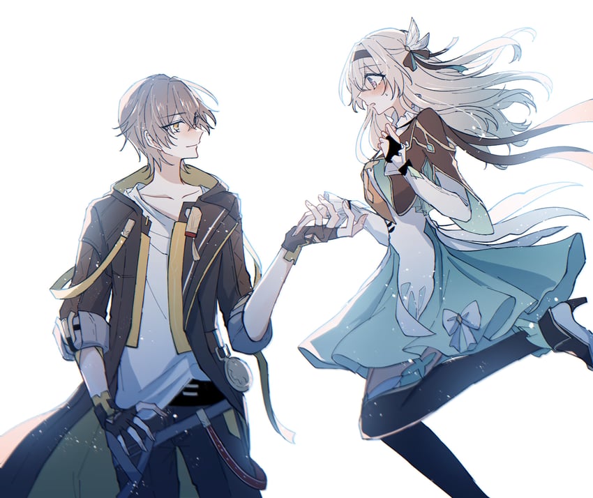 trailblazer, firefly, and caelus (honkai and 1 more) drawn by nagi_24_y