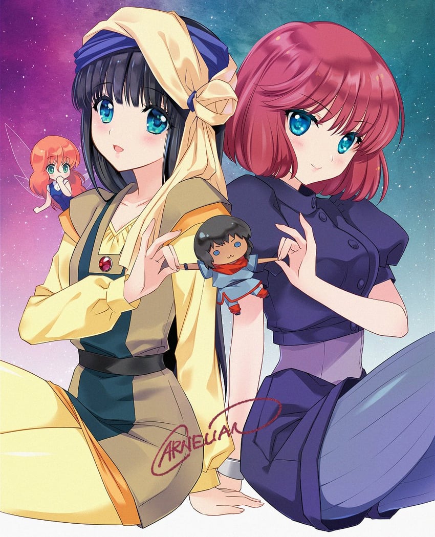 gaw ha leecee, fanneria amu, lilith fau, and daba myroad (juusenki l-gaim) drawn by carnelian