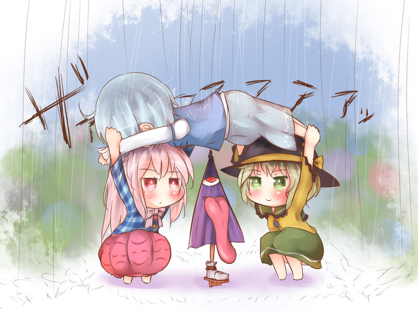 komeiji koishi, tatara kogasa, and hata no kokoro (touhou) drawn by bikuseno