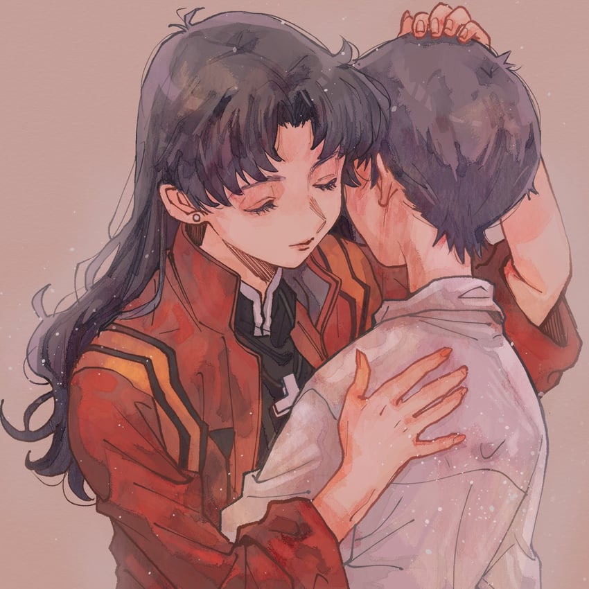 ikari shinji and katsuragi misato (neon genesis evangelion) drawn by matsuko_(mrimri3)